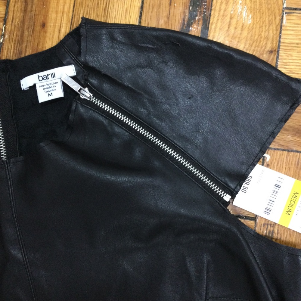 Bar III Dress Faux Black Leather Cap Sleeves Size M NWT - Picture 7 of 9